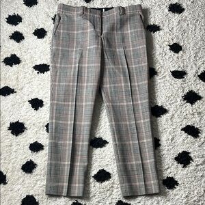 Theory Size 8 stylish Plaid business casual Trousers in Gray/ Black/Red